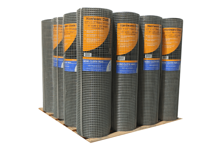 rolls of galvanzied steel wire mesh on a pallet