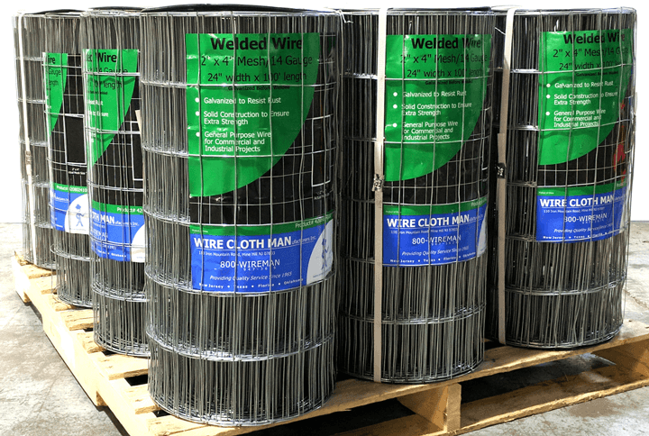rolls of galvanzied steel wire mesh on a pallet